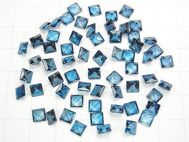 [Video] High Quality London Blue Topaz AAA Loose stone Princess Cut 5x5mm 3pcs