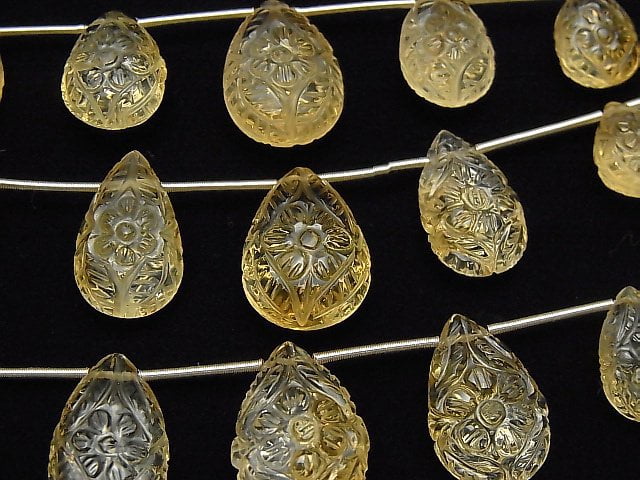 [Video] High Quality Citrine AAA Carved Pear shape 1strand (5pcs)