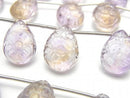 Ametrine, Carving, Pear Shape Gemstone Beads