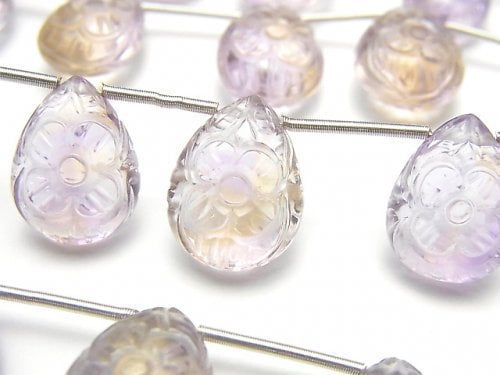 Ametrine, Carving, Pear Shape Gemstone Beads