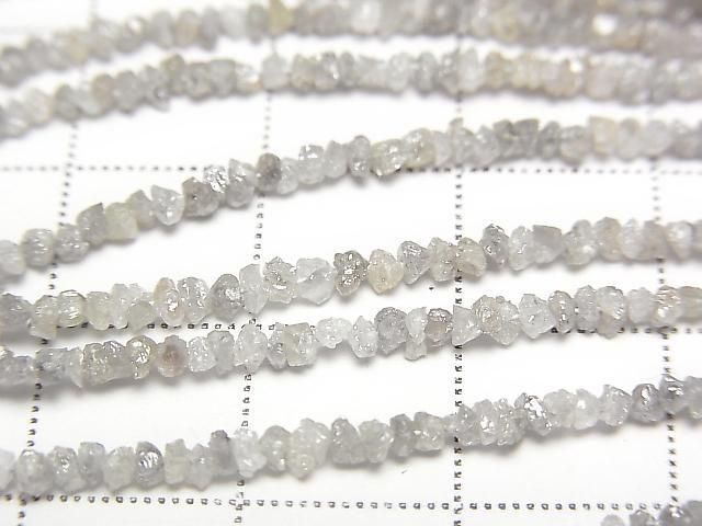 [Video] Light Gray Diamond Rough Nugget (Chips) Half or 1-strand beads (approx. 15 inches/37 cm)