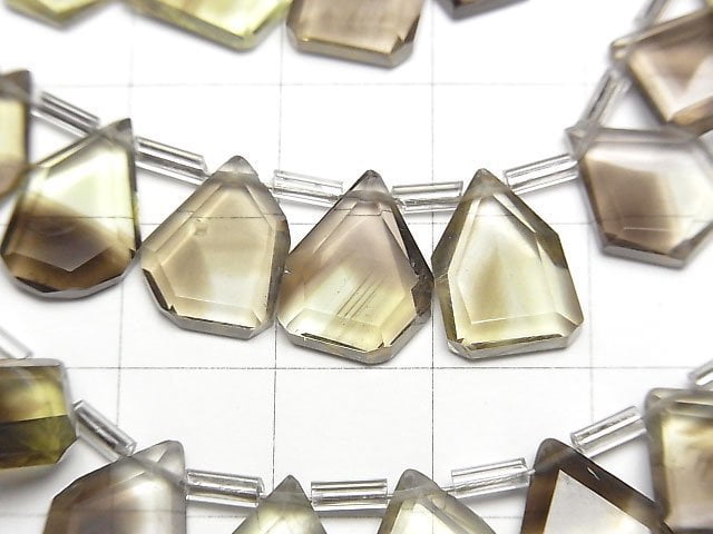 [Video] High Quality Lemon x Smoky Quartz AAA Rough Slice Faceted 1strand beads (aprx.5inch / 13cm)