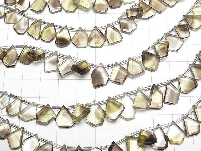 [Video] High Quality Lemon x Smoky Quartz AAA Rough Slice Faceted 1strand beads (aprx.5inch / 13cm)