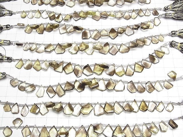 [Video] High Quality Lemon x Smoky Quartz AAA Rough Slice Faceted 1strand beads (aprx.5inch / 13cm)