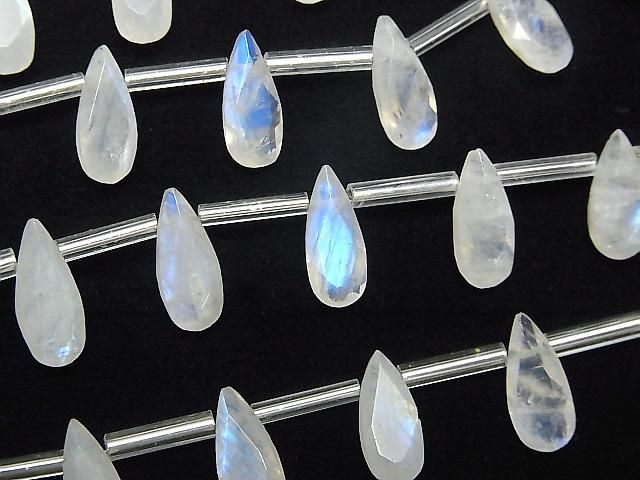 高品質彩虹月光石 AA++ 梨形刻面 12x5mm 半串或 1 串珠（13 顆）