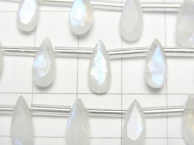 [Video]High Quality Rainbow Moonstone AA++ Pear shape Faceted 12x5mm 1strand (13pcs )