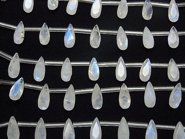 [Video]High Quality Rainbow Moonstone AA++ Pear shape Faceted 12x5mm 1strand (13pcs )