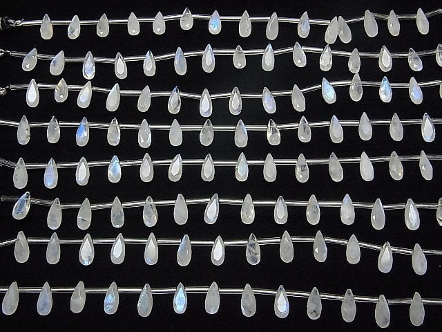 [Video]High Quality Rainbow Moonstone AA++ Pear shape Faceted 12x5mm 1strand (13pcs )