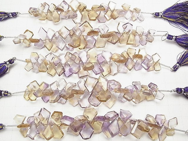 [Video] High Quality Ametrine AAA Rough Slice Faceted [M size] half or 1strand beads (aprx.5inch / 13cm)