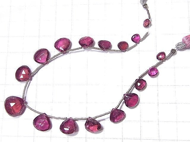 [Video] [One of a kind] High Quality Rubellite (Red Tourmaline) AAA - AAA- Chestnut Faceted Briolette 1strand beads (aprx.7inch / 18cm) NO.27