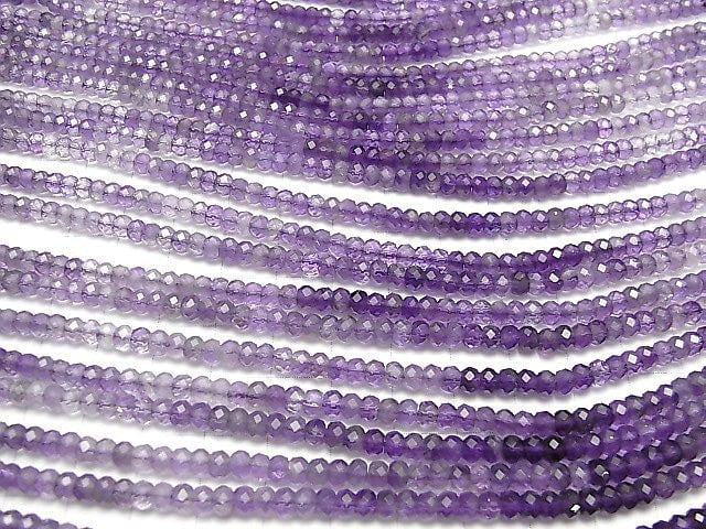 [Video]High Quality! Amethyst AA++ Faceted Button Roundel 4x4x3mm 1strand beads (aprx.15inch/37cm)