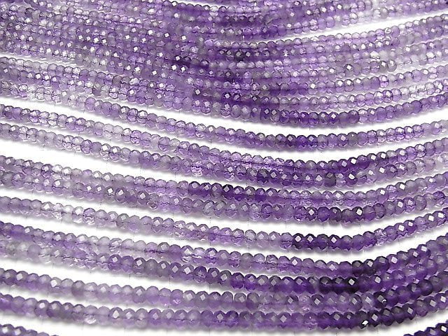 [Video]High Quality! Amethyst AA++ Faceted Button Rondelle 4x4x2.5mm 1strand beads (aprx.15inch/37cm)