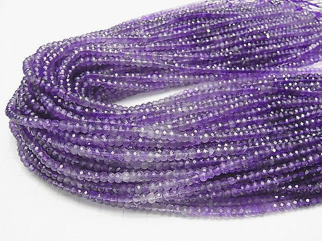 [Video]High Quality! Amethyst AA++ Faceted Button Roundel 4x4x3mm 1strand beads (aprx.15inch/37cm)