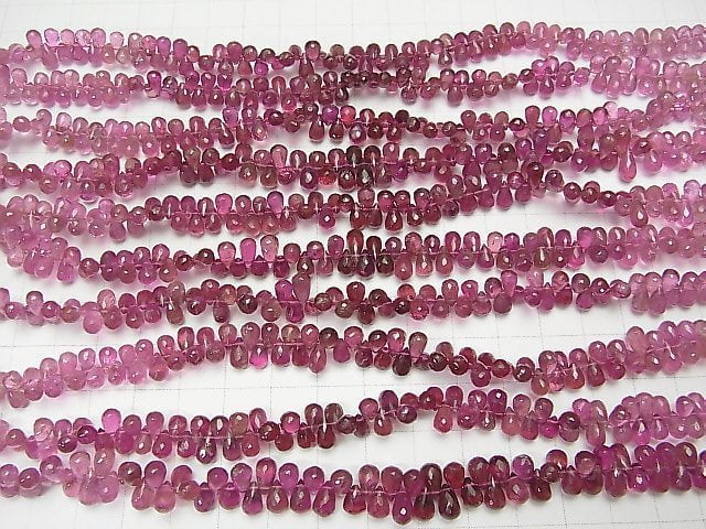 [Video]High Quality Pink Tourmaline AAA- Drop Faceted Briolette Color Gradation half or 1strand beads (aprx.7inch/18cm)