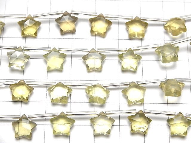 [Video] High Quality Lemon Quartz AAA Faceted Star 10x10mm 1strand (9pcs)