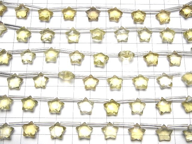 [Video] High Quality Lemon Quartz AAA Faceted Star 10x10mm 1strand (9pcs)