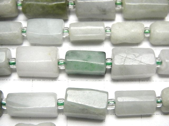 [Video] Burma Jadeite AA Rough Tube-Faceted Nugget 1strand beads (aprx.16inch/40cm)