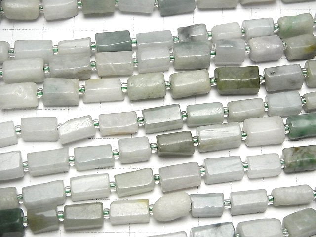 [Video] Burma Jadeite AA Rough Tube-Faceted Nugget 1strand beads (aprx.16inch/40cm)