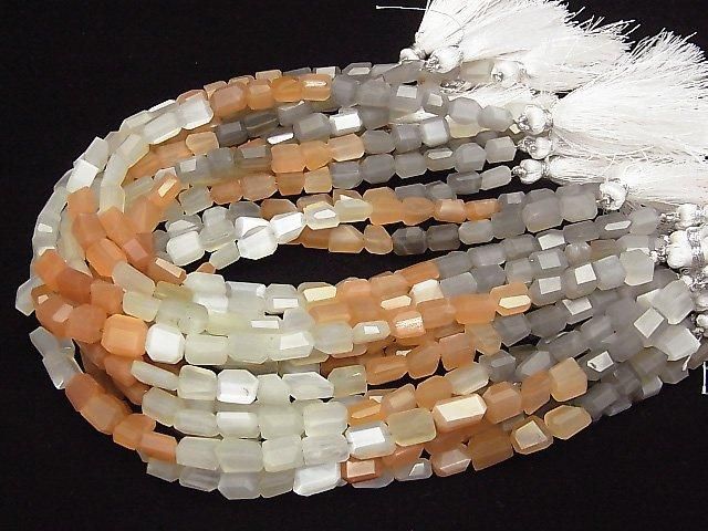 [Video] High Quality Multicolor Moonstone AAA-Faceted Nugget 1-Strand Beads (approx. 9 inches/23 cm)
