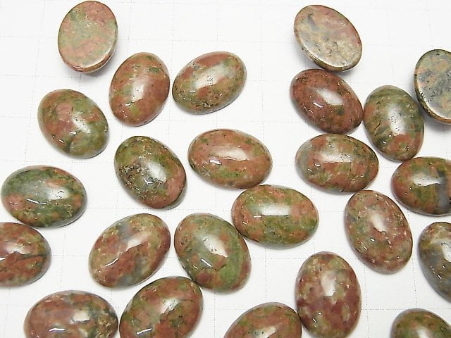 Unakite Oval Cabochon 18x13mm 2pcs