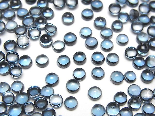 [Video]High Quality London Blue Topaz AAA Round Cabochon 4x4mm 5pcs