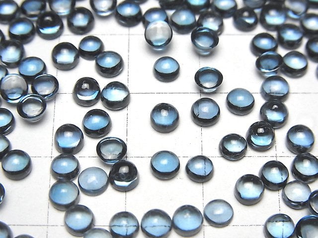 [Video]High Quality London Blue Topaz AAA Round Cabochon 4x4mm 5pcs