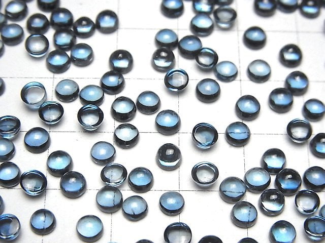 [Video]High Quality London Blue Topaz AAA Round Cabochon 4x4mm 5pcs