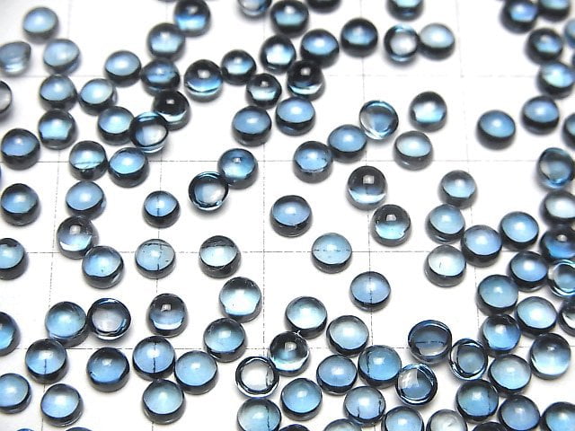 [Video]High Quality London Blue Topaz AAA Round Cabochon 4x4mm 5pcs