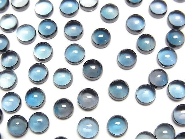 [Video]High Quality London Blue Topaz AAA Round Cabochon 5x5mm 2pcs