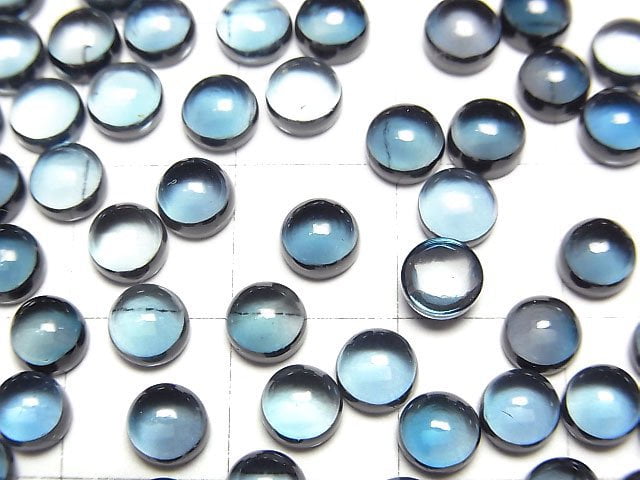 [Video] High Quality London Blue Topaz AAA Round Cabochon 5x5mm 2pcs