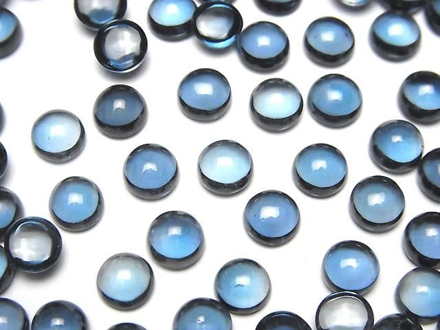 [Video] High Quality London Blue Topaz AAA Round Cabochon 6x6mm 2pcs