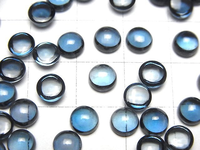 [Video] High Quality London Blue Topaz AAA Round Cabochon 6x6mm 2pcs