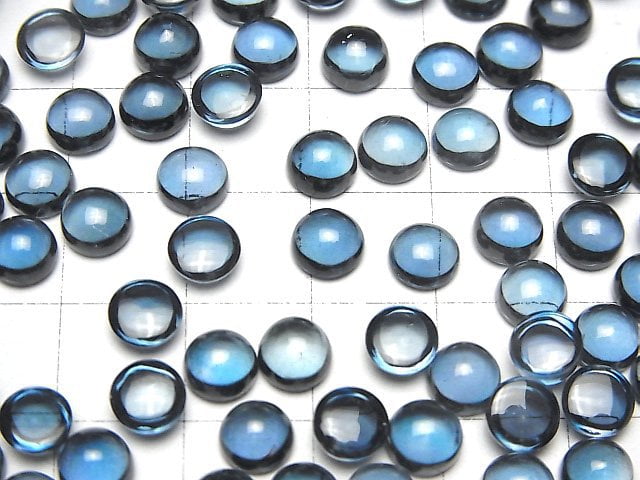 [Video] High Quality London Blue Topaz AAA Round Cabochon 6x6mm 2pcs