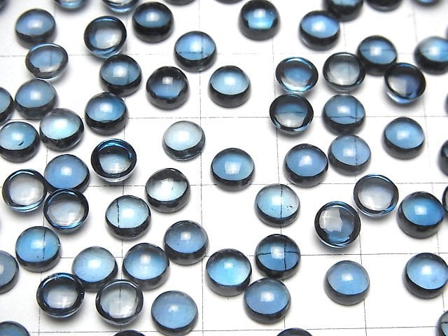 [Video] High Quality London Blue Topaz AAA Round Cabochon 6x6mm 2pcs