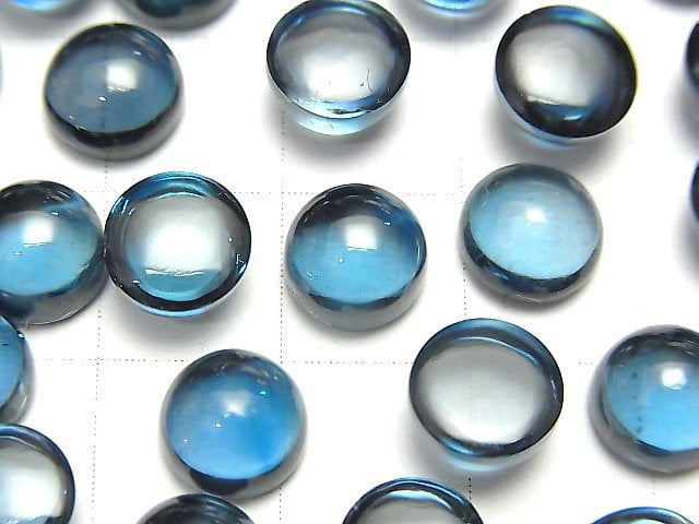 [Video] High Quality London Blue Topaz AAA Round Cabochon 8x8mm 1pc