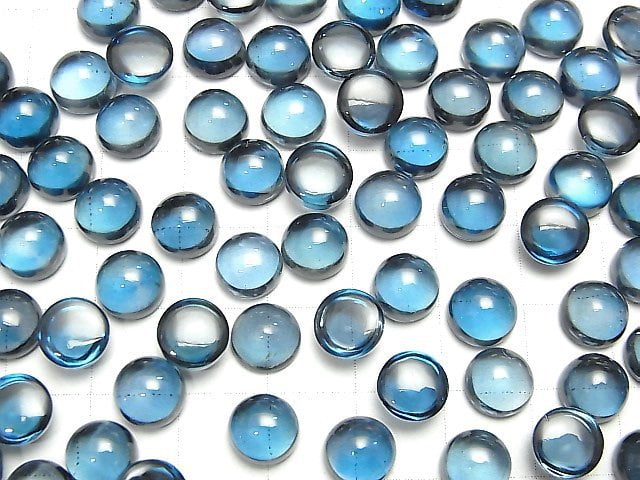 [Video] High Quality London Blue Topaz AAA Round Cabochon 8x8mm 1pc