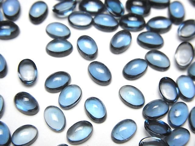 [Video] High Quality London Blue Topaz AAA Oval Cabochon 6x4mm 2pcs