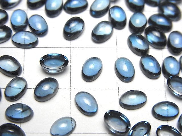 [Video] High Quality London Blue Topaz AAA Oval Cabochon 6x4mm 2pcs