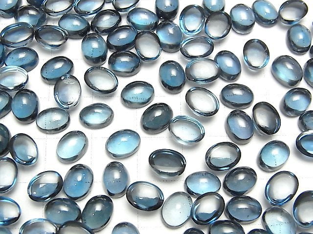 [Video] High Quality London Blue Topaz AAA Oval Cabochon 8x6mm 1pc