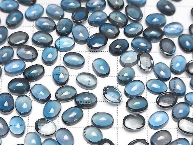 [Video] High Quality London Blue Topaz AAA Oval Cabochon 8x6mm 1pc