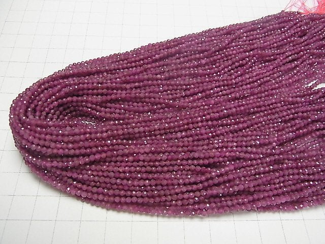 [Video] High Quality! Ruby AA+ Faceted Round 2mm 1strand beads (aprx.15inch / 37cm)