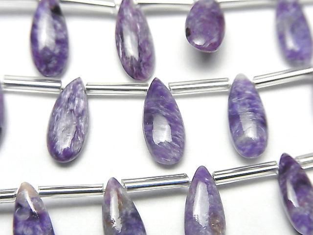 [Video] Charoite AAA- Pear shape (Smooth) 12x5mm half or 1strand (8pcs )