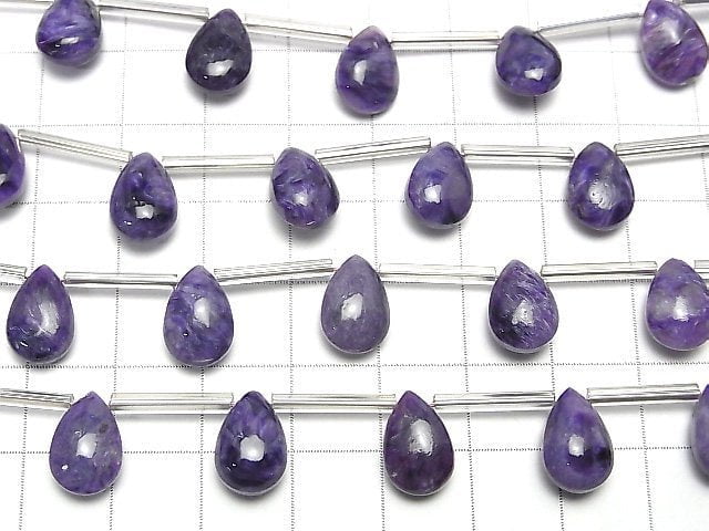 [Video] Charoite AAA- Pear shape (Smooth) 12x8mm half or 1strand (8pcs)