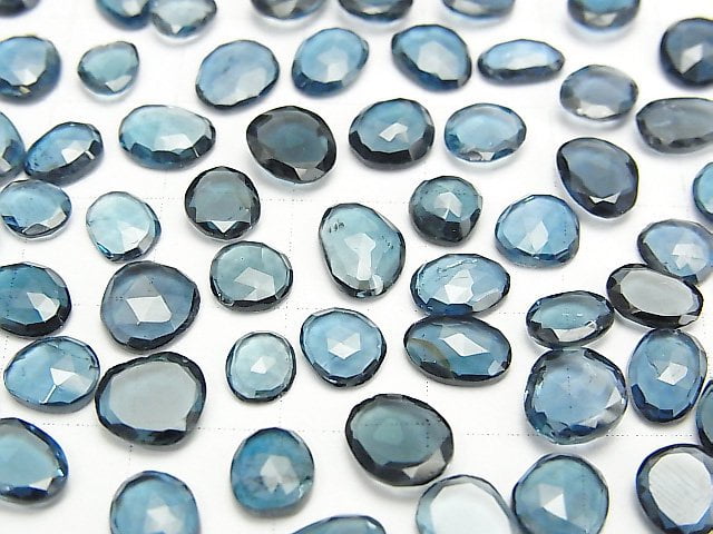 [Video] High Quality London Blue Topaz AAA Undrilled Freeform Single Sided Rose Cut 5pcs