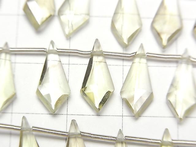 [Video]High Quality Lemon x Smoky Quartz AAA Deformed Diamond Shape 15x6mm 1strand (8pcs)