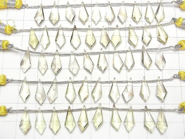 [Video]High Quality Lemon x Smoky Quartz AAA Deformed Diamond Shape 15x6mm 1strand (8pcs)