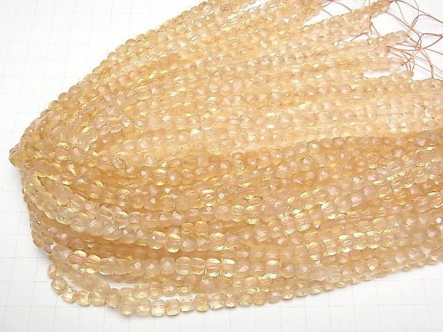 [Video] High Quality! Citrine AA++ Cube Shape 6x6x6mm half or 1strand beads (aprx.15inch/37cm)