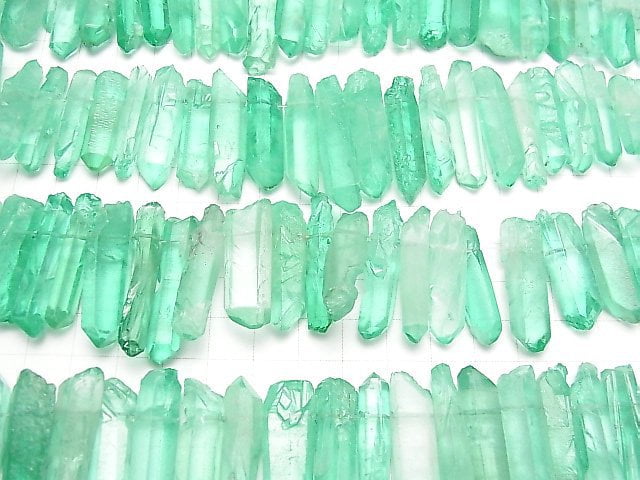 [Video] Crystal Natural Point Cut Green Color Coating 1strand beads (aprx.15inch / 37cm)