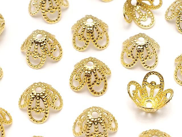 [Video] Metal Parts Bead Caps 8.5x8.5x5.5mm Gold Color 10pcs