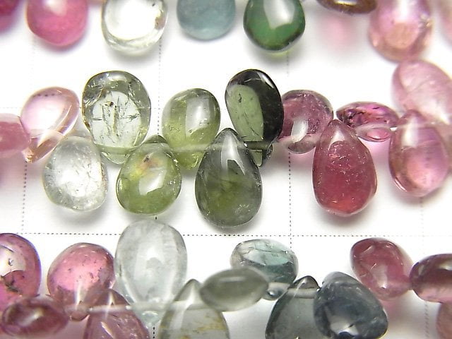 [Video] High Quality Tourmaline AA++ Pear shape (Smooth) half or 1strand beads (aprx.9inch / 22cm)